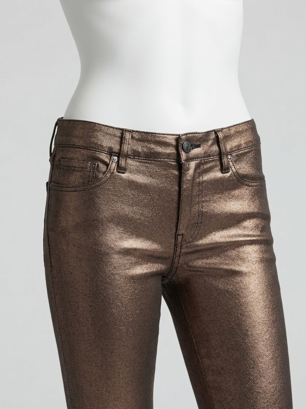 7 For All Mankind Metallic Bronze Skinny Jeans Size 30 NWOT